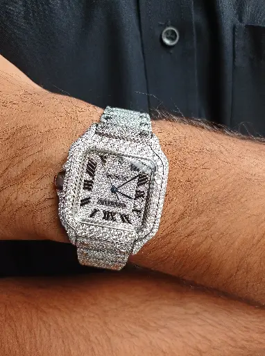 Cartier Fully Bus Down Iced Out Santos De Watch